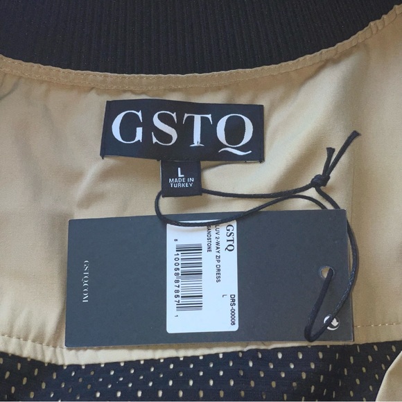 NWT GSTO beige & black safari khaki gaming midi dress, size large - Picture 10 of 14